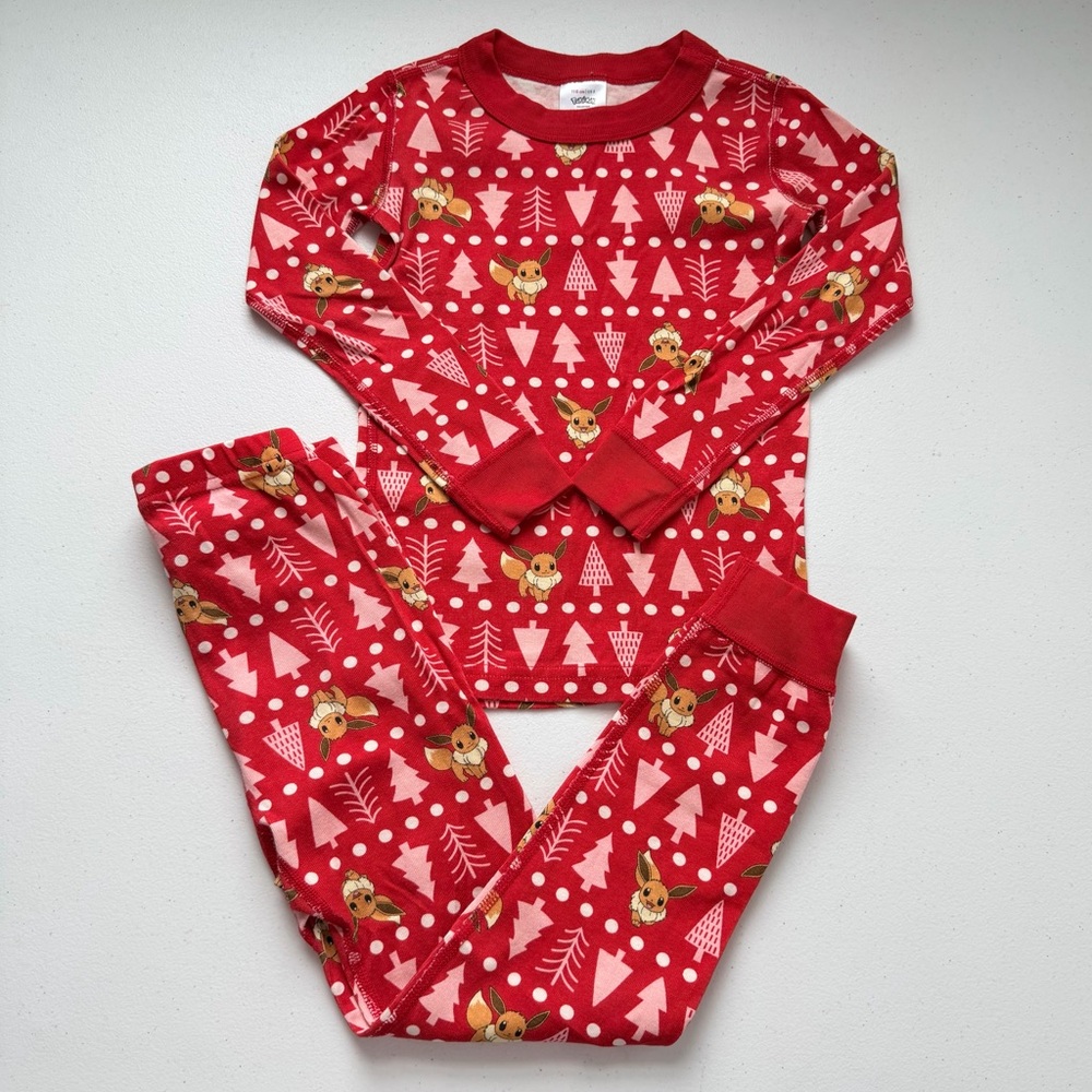 Hanna Andersson | Kids Pokémon Eevee Holiday Pajamas Long Johns 110cm NWOT - Picture 2 of 5